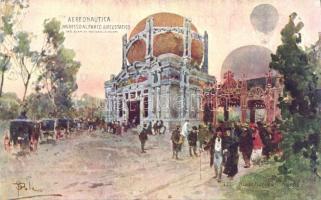 Milan Expo 1906 Aerostatic Park with Balloon designed by Bianchi, Magnani and Rondoni s: Pala (EB)