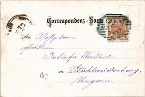 1898 Vienna, Wien; Radetzky Denkmal, Hof / statue, market, coat of arms. Art Nouveau, floral, litho ...