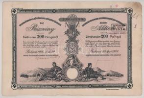 1926-1946. Budapest "Magyar Általános Kőszénbánya Részvénytársulat" részvénye 200P-ről (3x...