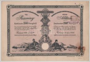 1926-1946. Budapest "Magyar Általános Kőszénbánya Részvénytársulat" részvénye 200P-ről (3x...