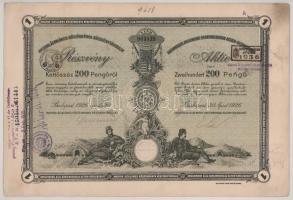 1926-1946. Budapest "Magyar Általános Kőszénbánya Részvénytársulat" részvénye 200P-ről (3x...