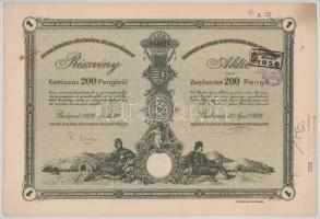 1926-1946. Budapest "Magyar Általános Kőszénbánya Részvénytársulat" részvénye 200P-ről (3x...