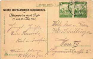 1918 Győr, Baross út, Brandstein, Schöpf István, Grünwald üzlete. Szende Gyula kiadása + "Wiene...