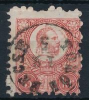 1871 Réznyomat 5kr az arckép előtt nagy festékcsíkkal, "TÖRÖK BECSE" (foghibák / perf. faults)