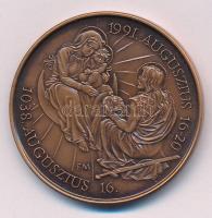 Fritz Mihály (1947-) 1991. "II. János Pál Pápa Szombathelyen" kétoldalas bronz emlékérem (42,5mm) kapszulában T:UNC,AU