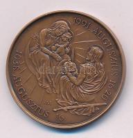 Fritz Mihály (1947-) 1991. "II. János Pál Pápa Budapesten" kétoldalas bronz emlékérem (42,5mm) kapszulában T:UNC,AU