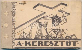 A keresztút - 14 lapos képeslapfüzet Márton L. grafikáival Jézus útjáról a Golgotára / Stations of the Cross - postcard booklet with 14 graphic cards signed by L. Márton, depicting Jesus Christ on the day of his crucifixion