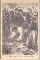 A keresztút - 14 lapos képeslapfüzet Márton L. grafikáival Jézus útjáról a Golgotára / Stations of t...