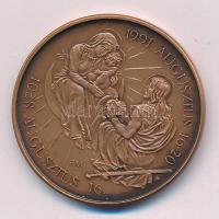 Fritz Mihály (1947-) 1991. "1038. augusztus 16. - 1991. augusztus 16-20 / Életünk Krisztus" kétoldalas bronz emlékérem II. János Pál pápa látogatása alkalmából (42,5mm) T:UNC,AU