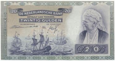 Hollandia 1941. 20G "FM041013" T:XF rendkívül halovány, függőleges hajtásnyom középen Netherlands 1941. 20 Gulden "FM041013" C:XF extremly faint foldline in the middle Krause 54.