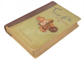 ca 1950 Tere-fere keksz papírdoboz könyv formában 30x21 cm + hozzá két Blooker hollandi kakaó lihó gyűjtókép ca 1900