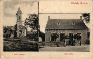 1911 Kocs (Tata), Római katolikus templom és iskola. Nobel Adolf kiadása (fl)