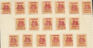 K.u.k. Feldpost 1918 Helyi kiadás olasz helységek részére 18 különféle 2c bélyeg gumi nélkül, ahogy kiadták ((*) 52.200)