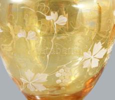 Cseh díszüveg kancsó. nem hozzávaló üveg dugóval. Szakított többrétegű hutaüveg 39 cm