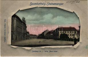 1909 Szombathely, Széchenyi tér, Szily János utca. Özv. Fekete Istvánné kiadása, montázs (EK)