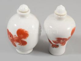 Kínai tubákos üvegcse két darab Nagy oroszlán felirattal 7 cm