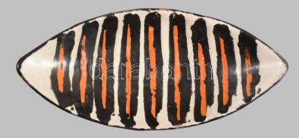 Gorka Lívia csíkos mázas keármia tál, jelzett, hibátlan, h: 16,5 cm