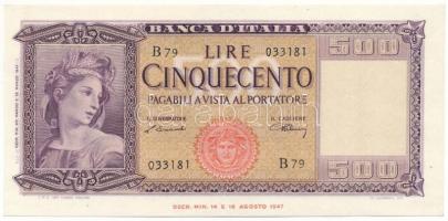 Olaszország 1947. 500L "B 79 033181" T:AU Italy 1947. 500 Lire "B 79 033181" C:AU Krause 80