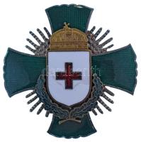 1922. "A Magyar Vöröskereszt Érdemkeresztje hadidíszítménnyel" zománcozott és aranyozott, ...