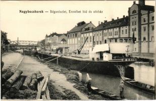 Nagybecskerek, Zrenjanin, Veliki Beckerek; Béga részlet, Erzsébet híd és sörház (Dungyerszky sörgyár...