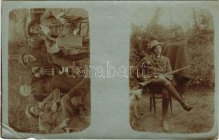 Vadász puskával, családi fotó / hunter with gun, family photo (b)