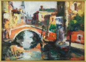 Olvashatatlan jelzéssel: Sóhajok hídja, Velence. Olaj, fa. Üvegezett, dekoratív fakeretben. 16×21,5 cm
