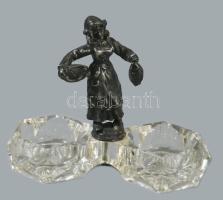 Sótartó, fém szoborral 8 cm