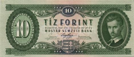 1947. 10Ft T:II+ egyszer hajtva de törve nem!