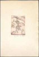 Ujházi Péter (1940-): Nehezen (...), 1985. Rézkarc, papír. Jelzett. 10x7,5 cm.