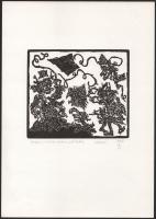 Banga Ferenc (1947-): Babits Mihály Arany Jánosról. Linómetszet, papír, jelzett, próbanyomat próba jelzéssel. Rendkívül ritka próbanyomat a Babits mappához. 12x14 cm