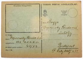 1941 Második világháborús, egyedi, kézzel készített tábori postai levelezőlap, kihajtható ajtó mögöt...