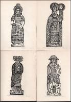 Perei Zoltán (1913-1992): 7 db grafika mézeskalács dúcokról (Néprajzi Múzeum). Fametszet, papír, mindegyik jelzett. Lapméret: 22x15,5 cm.