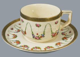 Sarreguemines teás készlet 9 személyes Fajansz, jelzett, teáskanna csőre javított, tetején kis lepat...