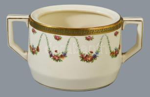 Sarreguemines teás készlet 9 személyes Fajansz, jelzett, teáskanna csőre javított, tetején kis lepat...