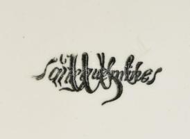 Sarreguemines teás készlet 9 személyes Fajansz, jelzett, teáskanna csőre javított, tetején kis lepat...