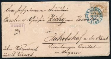 1868 15kr ajánlott levélen Jakabtanyára, Zichy grófnő részére teljes tartalommal / 15kr on registere...