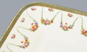 Sarreguemines süteményes készlet 10 személyes Fajansz, XIX. sz. jelzett, kis kopással d: 16 cm 32x26...