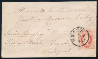 1874 5kr levélen, Zichy grófnőnek címezve tartalom nélkül "GRATZ"