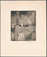 Muzsnay Ákos (1945-): Ex libris Sz. L:, 1989. Rézkarc, papír. Jelzett. Hátoldalán paszpartuzás nyomaival. 11,5×9,5 cm