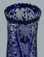 Kék kristály váza, hibátlan 30 cm