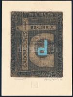 Feszt László (1930-2013): Ex Libris Gábor Dénes, 1972. Collografia, papír, jelzett, hátoldalán a művész bélyegzésével, 10x8 cm.