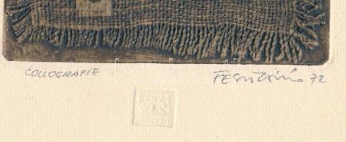 Feszt László (1930-2013): Ex Libris Gábor Dénes, 1972. Collografia, papír, jelzett, hátoldalán a műv...