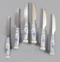 Porcelán nyelű hat személyes evőeszköz készlet, hiánytalan, hibátlan