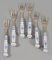 Porcelán nyelű hat személyes evőeszköz készlet, hiánytalan, hibátlan