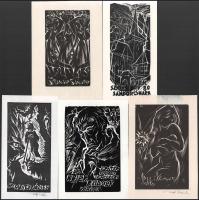 Imets László (1934-): 10 db ex libris és kisgrafika. Klf. technikák, papír, részben ceruzával jelzet...