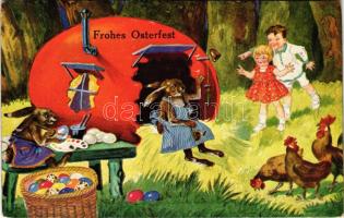 Frohes Osterfest / Kellemes húsvéti ünnepeket! / Easter greeting art postcard