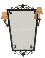 Kovácsoltvas tükör világító karokkal 68x88 cm