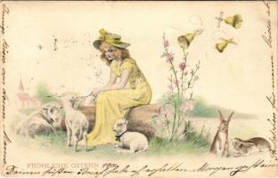 1901 Fröhliche Ostern / Kellemes húsvéti ünnepeket! / Easter greeting art postcard. M. M. Vienne