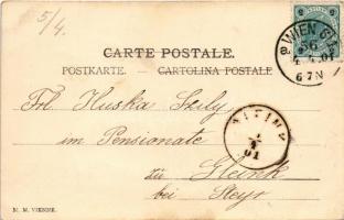 1901 Fröhliche Ostern / Kellemes húsvéti ünnepeket! / Easter greeting art postcard. M. M. Vienne