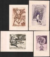 Bardócz Lajos (1936- ): 4 db ex libris (közte Sütő András), rézkarc, papír, jelzett, klf. méretekben